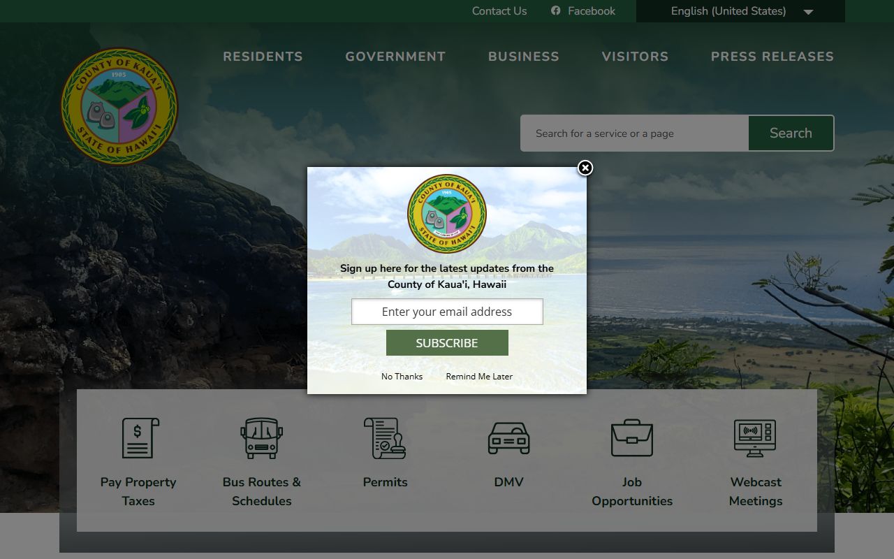 Kauai County Residents Directory official county website