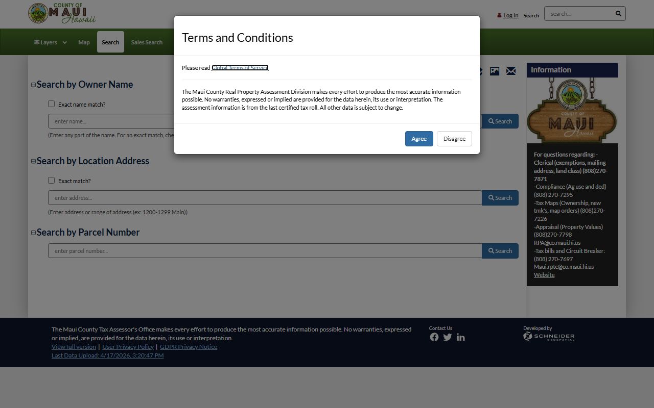 Maui County Residents Directory property search on qPublic