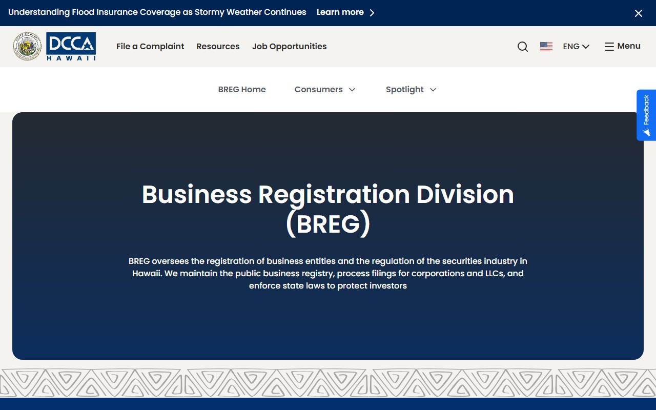 Hawaii Business Registration for residents directory