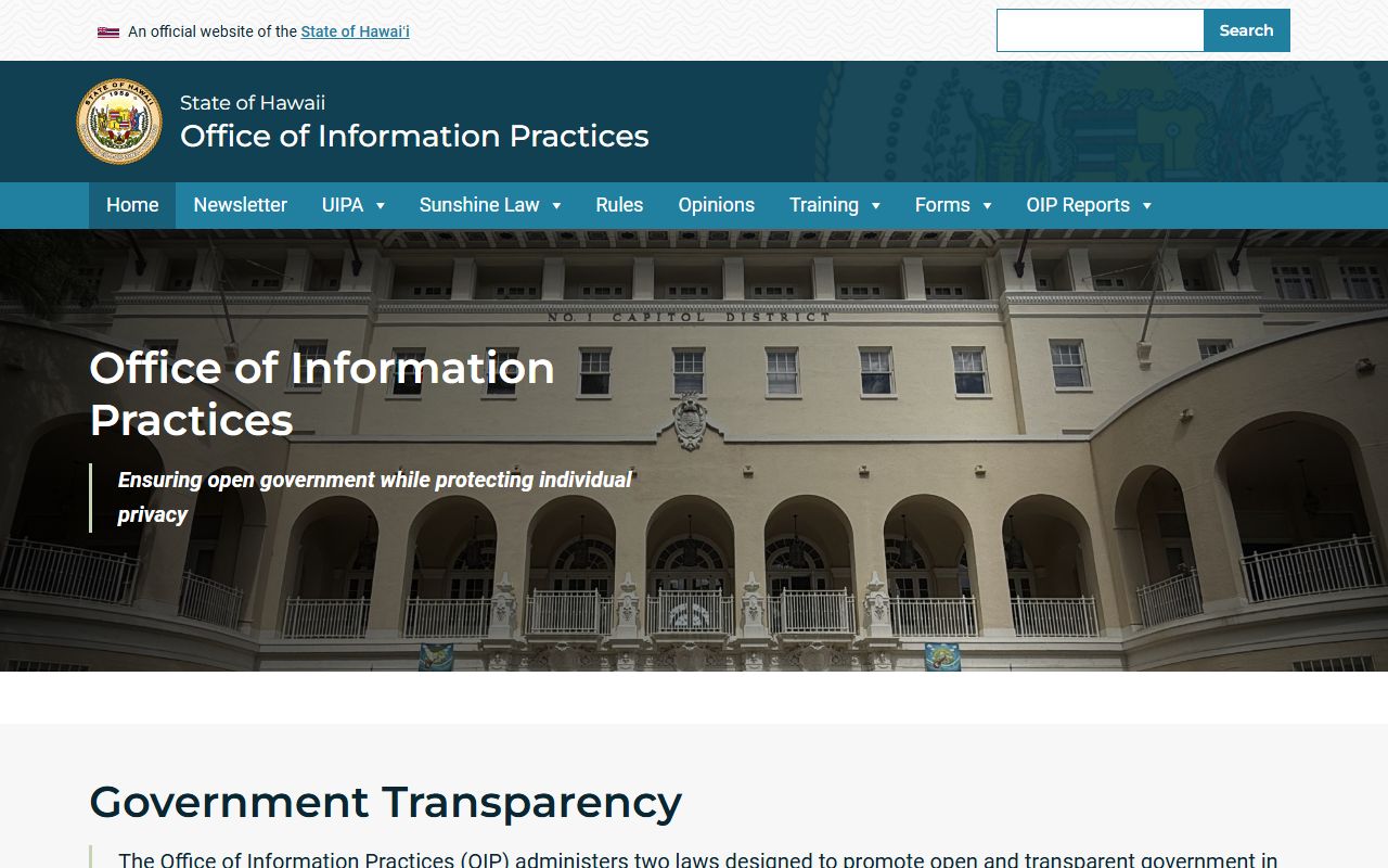 Hawaii Office of Information Practices public records portal
