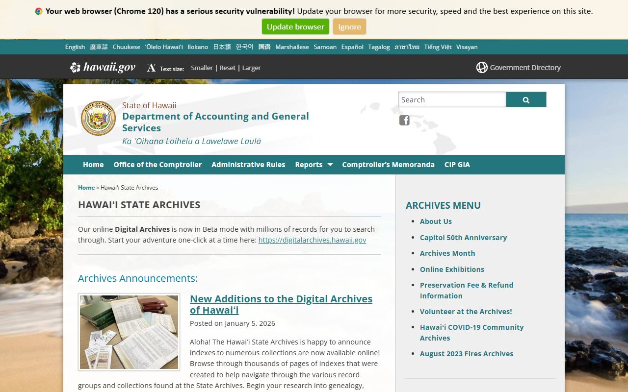 Hawaii State Archives residents directory research